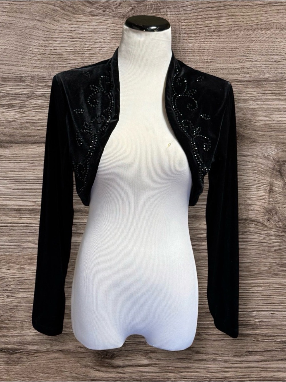 EUC Vintage J.R. Nites by Caliendo Beaded Velvet Bolero SZ 14 cut like a M
